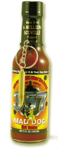 Mad Dog 357 Hot Sauce Silver Collector's Edition with Bullet Keychain